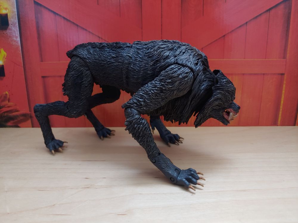 NECA Ultimate Kessler Wolf standing on all fours (with snarling closed mouth head), side view with head facing towards the right (or east)